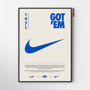 Nike Logo 1971 Beige Blue Poster