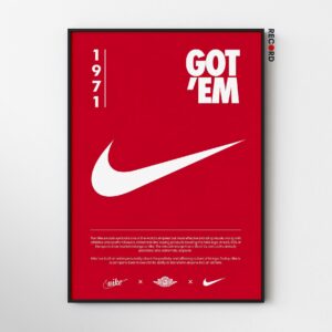 Nike Logo 1971 Red White Poster