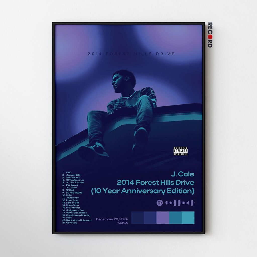 J. Cole '2014 Forest Hills Drive (10 Year Anniversary Edition)' Album Poster