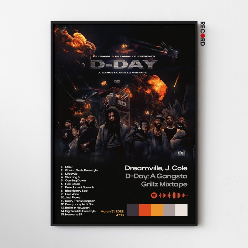 J. Cole 'D-Day: A Gangsta Grillz Mixtape' Album Poster